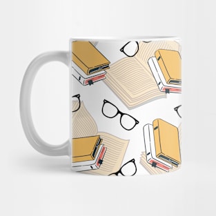 Book and Glasses Print Pattern Mug